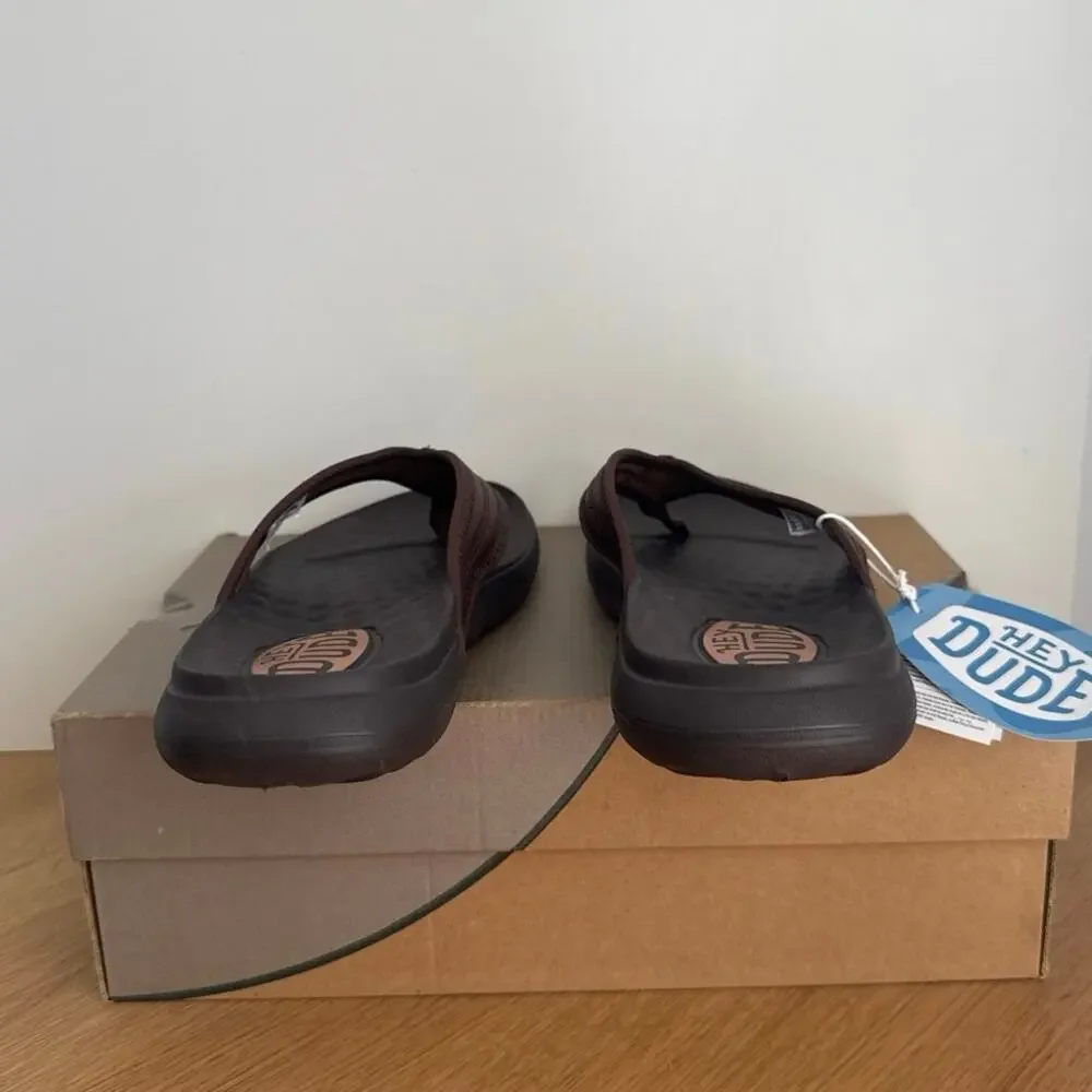 HEY DUDE Myers ‘Brown’ Men Comfort Flip Flops Slides- SZ 9